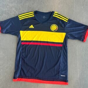 Vintage Y2K Adidas Colombia 2015 Football Soccer Jersey Navy Yellow Size XL